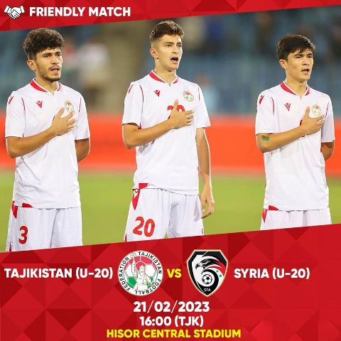  تقام أول مباراة ودية بين منتخبي الشباب تحت 20 سنة من طاجيكستان وسوريا على ملعب حصار المركزي