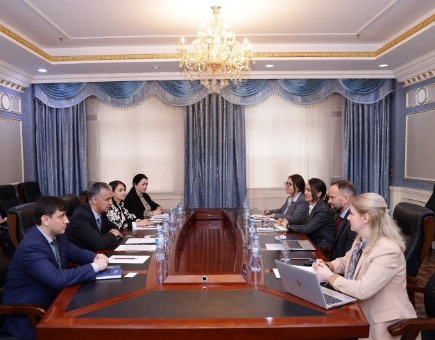  اجتماع النائب الأول لوزير خارجية جمهورية طاجيكستان  مع رئيس فريق الممتحنين القطريين والخبير الاقتصادي الإقليمي الرائد في البنك الأوروبي للإنشاء والتعمير في آسيا الوسطى