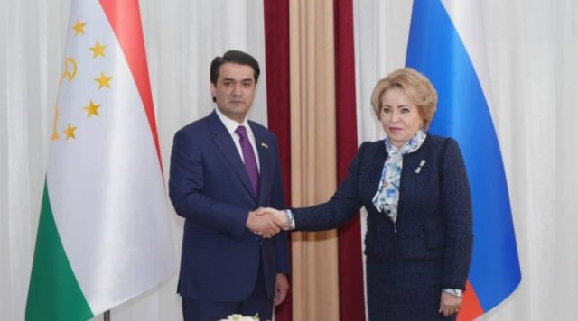  Speaker of the National Assembly Rustam Emomali Meets the Speaker of the Russian Federation Council Valentina Matvienko
