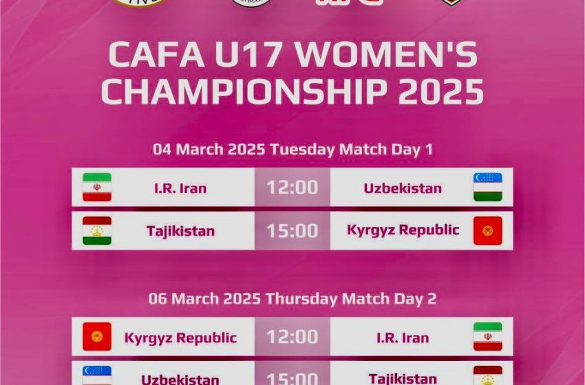 Чемпионат CAFA-2025 среди команд девушек до 17 лет в Душанбе