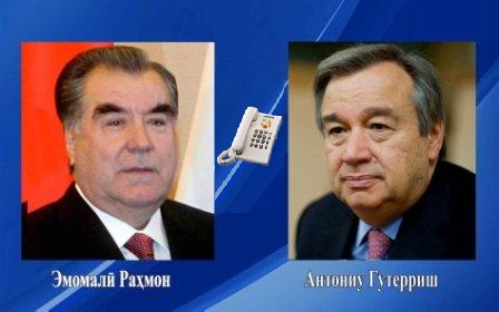 Тожикистон Республикаси Президенти Эмомали Раҳмон БМТ Бош котиби Антонио Гутерриш билан телефон орқали мулоқот қилди